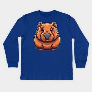 Fluffy cute capybara Kids Long Sleeve T-Shirt